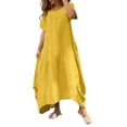 thumbnail image 1 of Vestido largo de manga larga y cuello redondo para mujer - Color liso, corte holgado para el día a día o fiestas, vestido versátil para todas las estaciones, 1 of 5