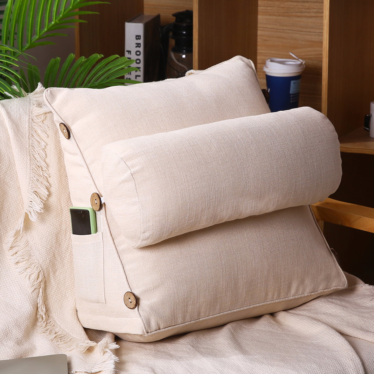 17.7in Sofa Wedge Pillow for Relaxing & Lumbar Support, Heights Adjustable Back Support Pillow