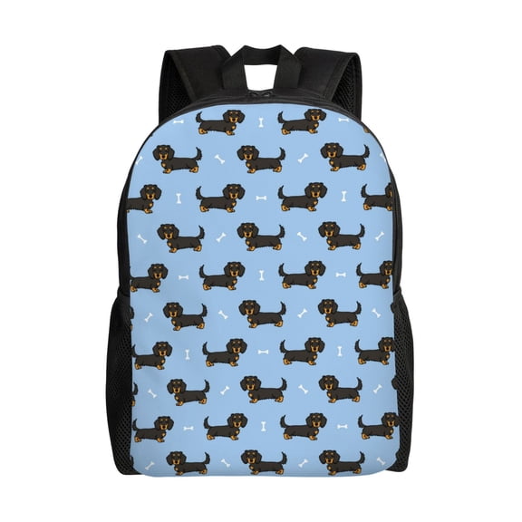 Defioc Dachshund Dog Print Backpack -Travel,or Work Bookbag Daypacks with 15-Inch Laptop Sleeve and Dual Water Bottle Pockets