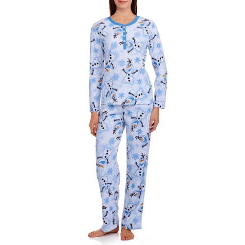 zacht Succes Literaire kunsten Frozen Womens Blue & White Waffle Fleece Olaf Pajamas Sleep Set -  Walmart.com