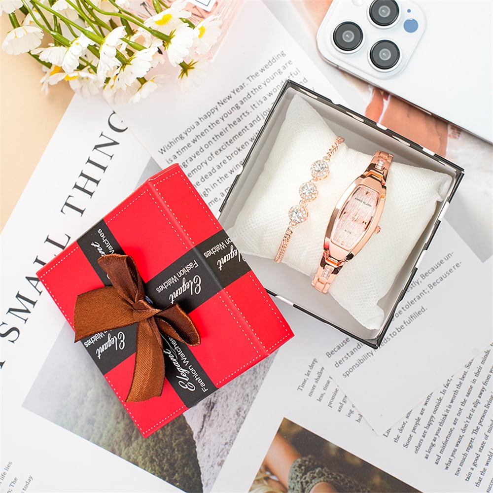 Rose Gold Watches for Women Fashion Ladies Watch with Bracelet Luxury Diamond Quartz Female Wristwatch