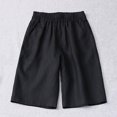 thumbnail image 2 of BLVB Cotton Linen Shorts for Women Casual Elastic Waist Wide Leg Shorts Summer Plus Size Shorts with Pockets, 2 of 7