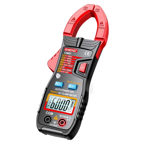 Riwesomey Multímetro Digital ANENG 6000 Counts AC/DC, medidor de pinza profesional, voltímetro probador de frecuencia de capacitancia de resistencia Medidores de medidas dimensionales Rojo Riwesomey TO008452-02B