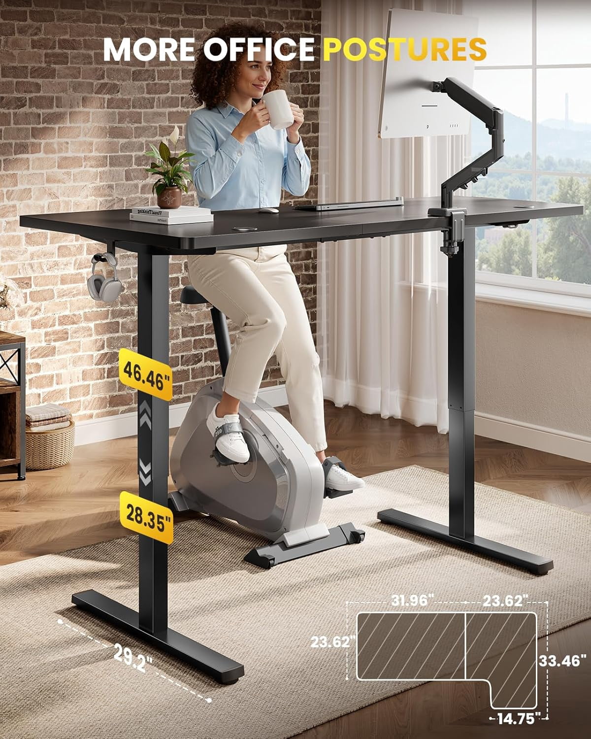 L-Shaped Standing Desk - 55 Inch Adjustable Corner Desk, Electric Sit-Stand Computer Table with Memory Controller for Home Office