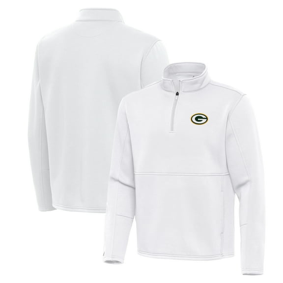 Men's Antigua White Green Bay Packers Twist Quarter-Zip Pullover Jacket