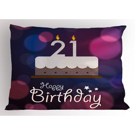 21st Birthday Pillow Sham Happy Birthday Quote With Stars On
