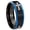 Black And Blue Step Edge, variant on Christian Cross Religious Dome Brushed Blue Tungsten Ring 10MM