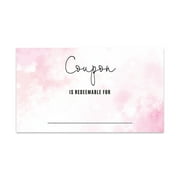 Koyal Wholesale Pink Watercolor Clouds Blank Coupon Is Redeemable For Voucher Cards, Loyalty Certificate Coupons, 100-Pk