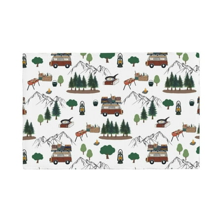 

Table Placemats Set of 6 - Camping Caravan 2 12x18 In Faux Linen Double Heat Resistant Place Mats Cloth Indoor/Outdoor Placemats Washable Table Mats for Dining Kitchen Party