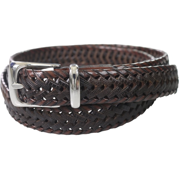 Perry Ellis Cinturón trenzado grande y alto con detalles de encaje para hombre, Marrón, 46 Perry Ellis Trenzado