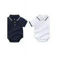 thumbnail image 7 of Newborn Infant Unisex Baby Boy Girl Collar Button Solid Romper Bodysuit One Piece Jumpsuit Outfits Clothes,Short Sleeve Cute Office Shirt for Toddler Boy 0-12 Months White, 7 of 7