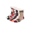 thumbnail image 2 of Women's Christmas Printed Sherpa Lined Cozy Thermal Non-Skid Grip Socks (Assorted 6 PK, Size:9-11), 2 of 8