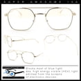 thumbnail image 2 of Hipster Metal Rectangle Double Bridge Blue Light Filtering Computer Glasses Gold, 2 of 8