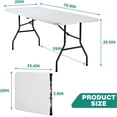 thumbnail image 2 of FDW 6 Foot Folding Camping Table for Picnic Table Party Table, White, 2 of 8