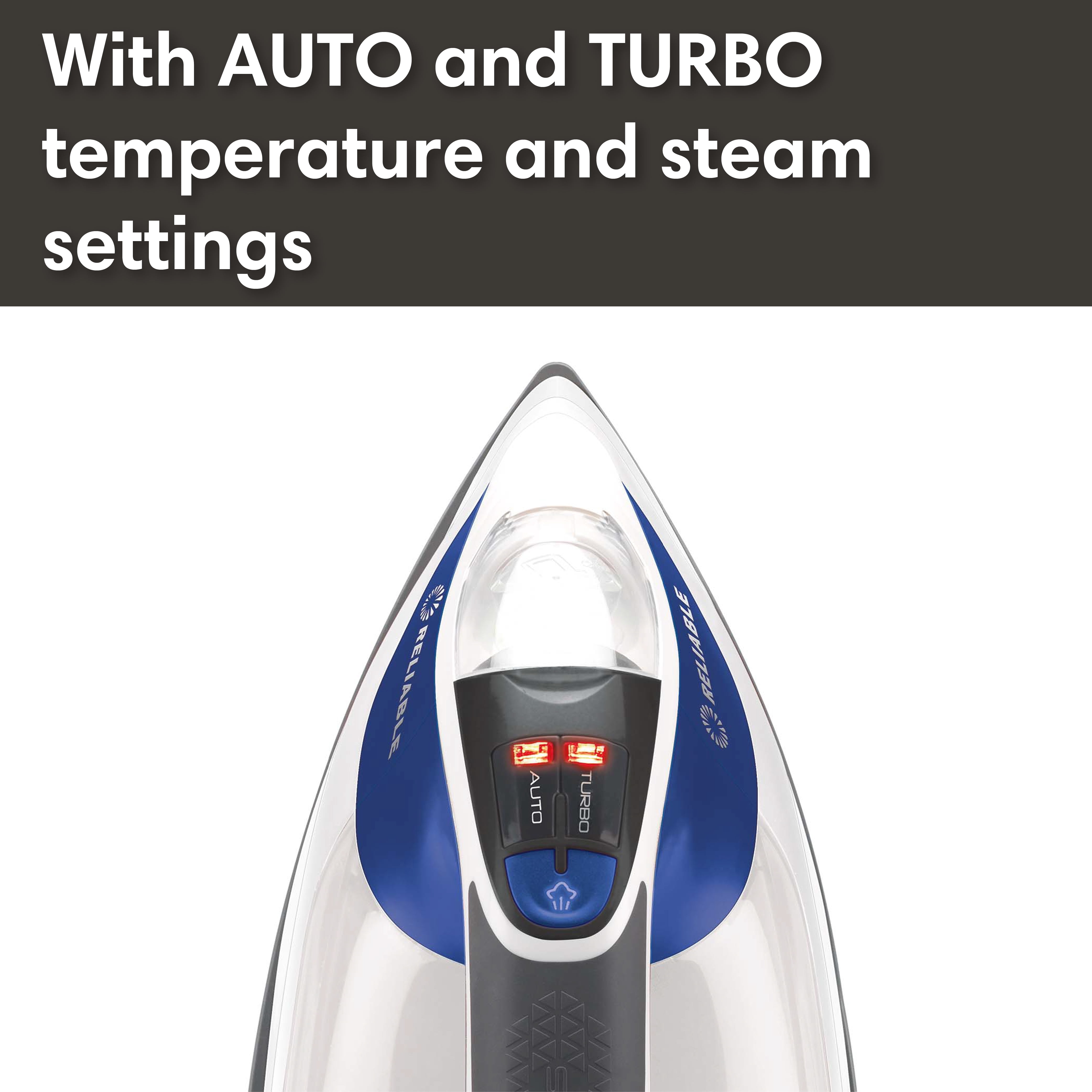 Reliable Velocity 240IR Steam Iron, Blue, Auto shut-off, Two temperature settings
