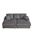 thumbnail image 6 of BUIORD 84" Oversized 3-Seater Chaise Lounge Indoor - Corduroy Upholstered Lounge Chair with Cup Holder and Storage - Deep Seat Chaise Lounge for Living Room - Gray, 6 of 9