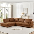 thumbnail image 2 of Griffith Upholstered Left-Facing Leather Sectional Sofa in Cognac Tan, 2 of 7