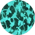 thumbnail image 1 of Ahgly Company Machine Washable Indoor Round Abstract Turquoise Blue Modern Area Rugs, 8' Round, 1 of 4