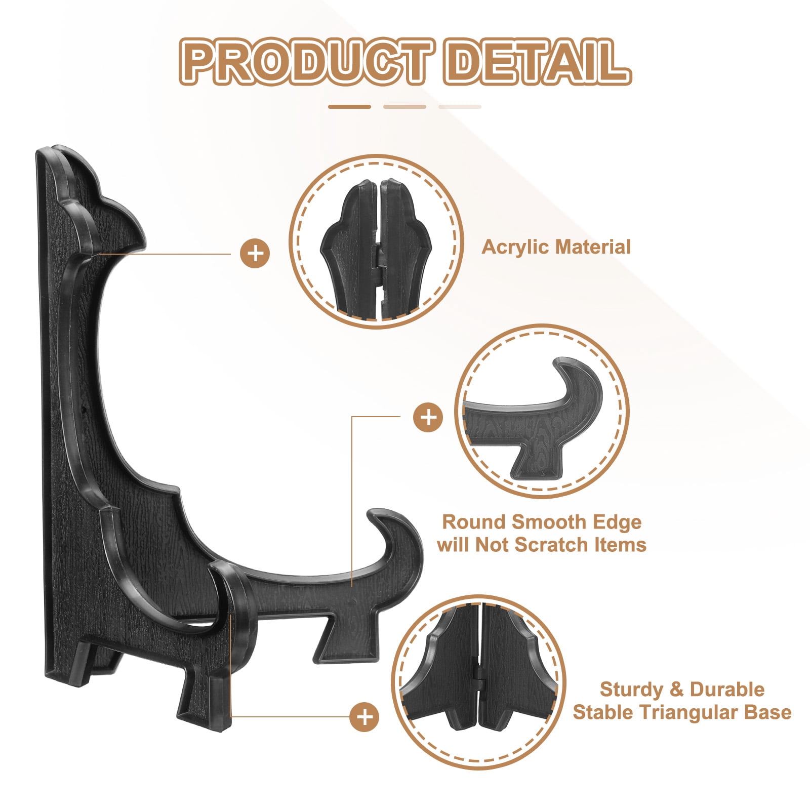 4 Pcs Acrylic Easels Plate Stands, 7.87 Inch Folding Plate Display Stands Holder Easels Plate Holders for Display Frames Decorative Picture Frame Magazine, Black