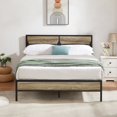 thumbnail image 3 of VECELO 3-Piece Bedroom Set Queen Platform Bed Frame and Glass Top Nightstand in Gray, 3 of 8
