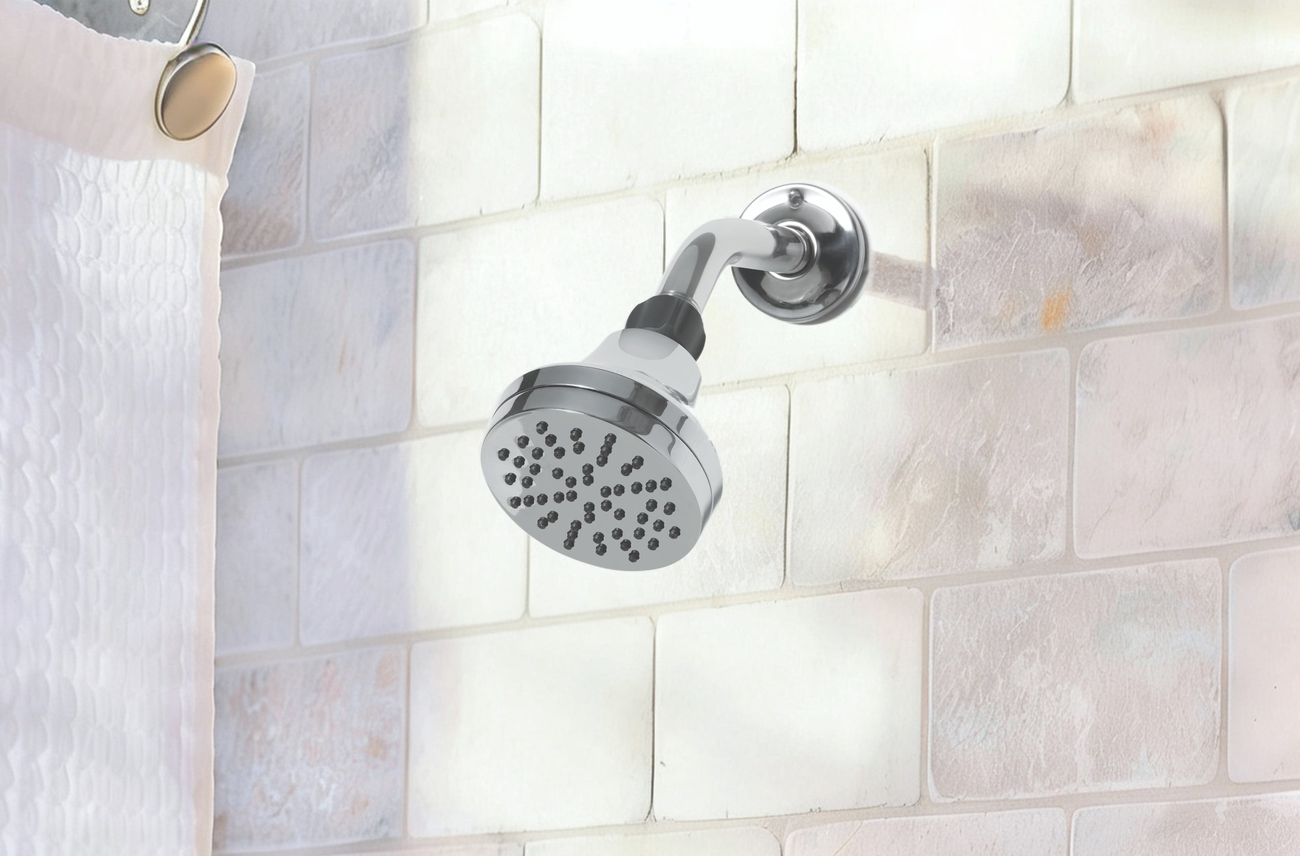 Mainstays Single Setting Shower Head in Chrome with Rub-clean Nozzles