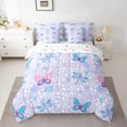 thumbnail image 2 of Feelyou Butterfly Dragonfly Bedding Comforter Set 7pcs, Plum Polkadots King Bedding Sets, 2 of 8