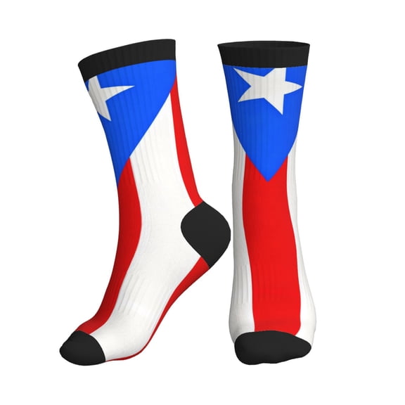 Men's Pr Puerto Rico-Flag Novelty Athletic Socks Women's Digital Printing Funky Patterned Crew Socks