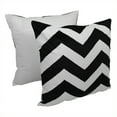 thumbnail image 2 of Blazing Needles Indien Chevron Jeter Oreiller en Noir et Ivoire (Lot de 2), 2 of 2
