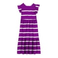thumbnail image 4 of Dresses for Girls Size 6-12 Ruffle Short Sleeve Crewneck Tween Kids Trendy Stripe Printed Pullover Going Out Long Maxi Dress with Pockets, 4 of 5