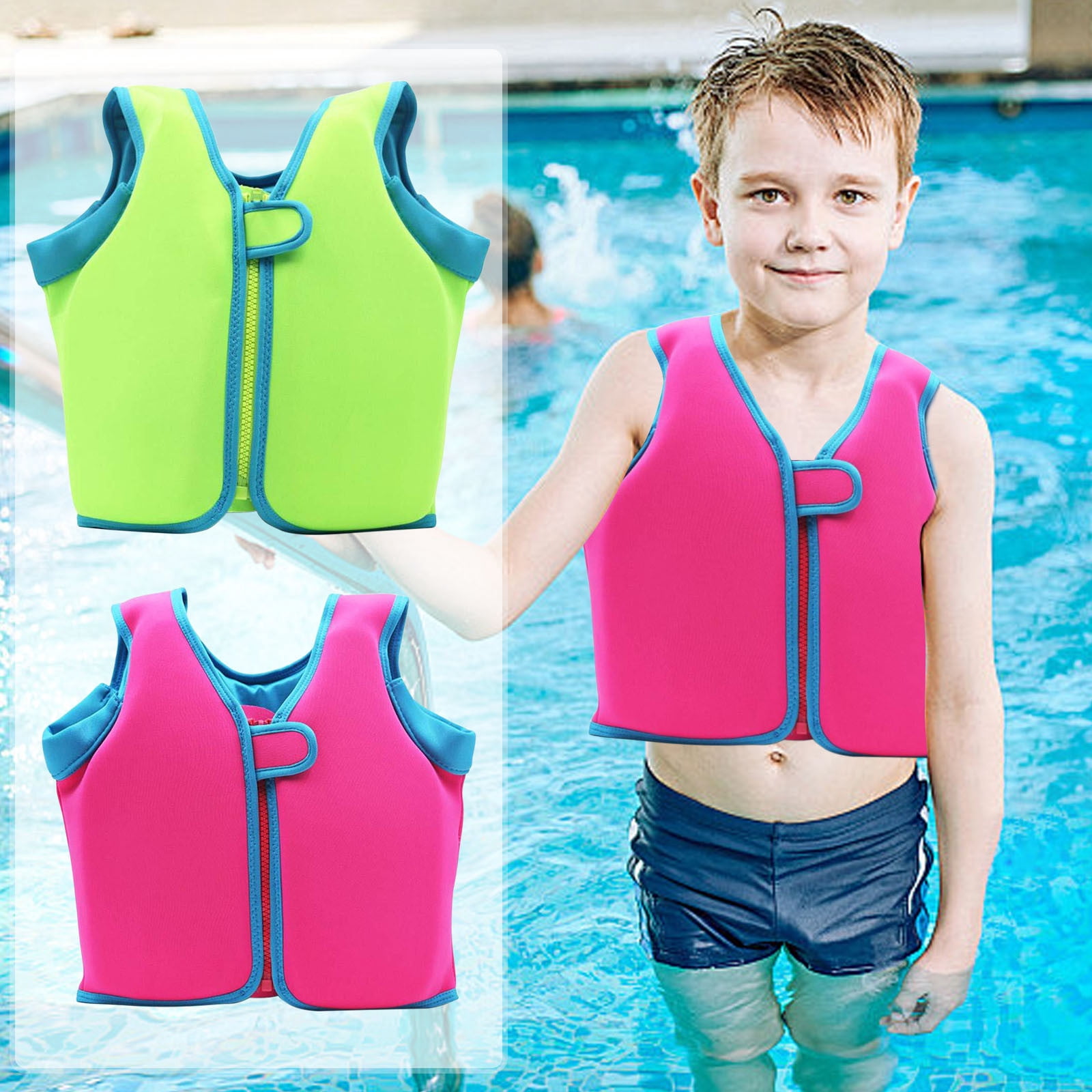 DZQMTKX Children Life Vest Swim Vest Kids Floatation Vest Toddler Swim Jacket with Secure Zipper and Safety Buckle, Water Buoyancy Aid for Pool Beach Lake