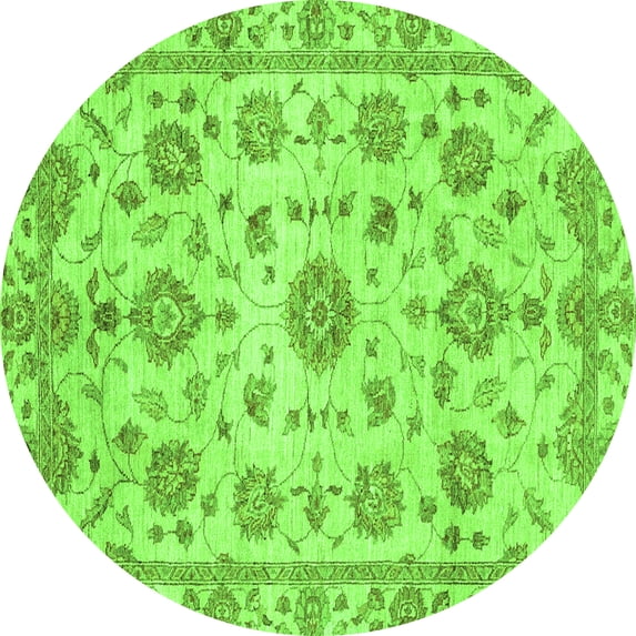 Ahgly Company Indoor Round Abstract Green Modern Area Rugs, 4' Round