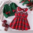 thumbnail image 4 of Conjuntos de ropa para niña, disfraz de Navidad, conjuntos a cuadros, chaqueta de manga larga, mono, falda, vestido, bonito conjunto para recién nacida, verde, de 12 a 18 meses, 4 of 4