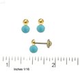 thumbnail image 2 of 18K Solid Yellow Gold You & Me Turquoise Bead Screwback Earrings, 2 of 3