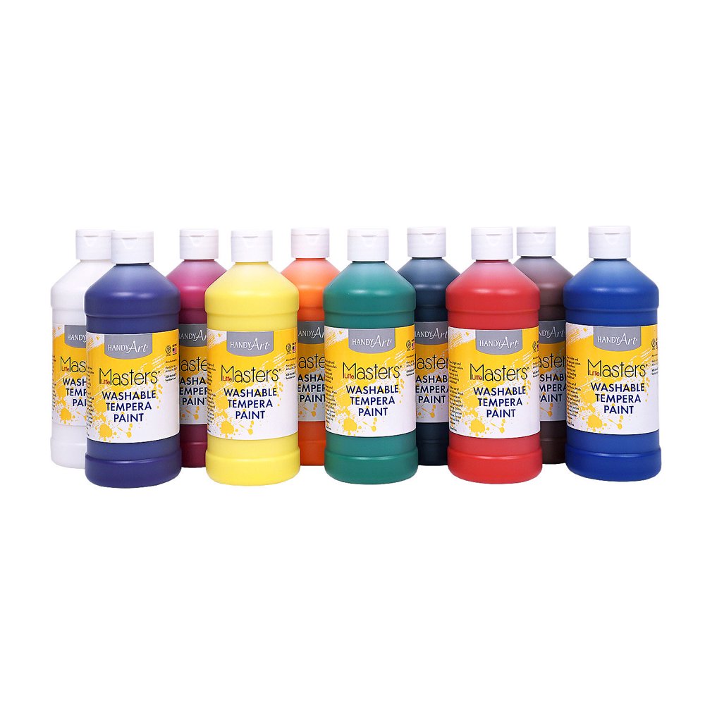 Washable Tempera Paint Set Basic Supplies 10 Pieces