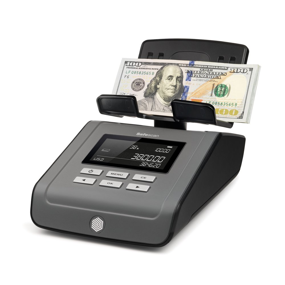 Safescan 6165 Money Counting Scale counts coins and bills count out