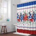 thumbnail image 6 of Independence Day Star Shower Curtain for Bathroom Decor, Farm Red Blue White Star Eucalyptus Leaves Waterproof Fabric Shower Curtain, 66"x72" Set with 12 Hooks, 6 of 9
