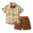 thumbnail image 3 of Fesfesfes Dressy Outfits For Boys Summer Summer Children's Wear Boy's Short-sleeved Lapel Shirt Shorts Suit With Belt Tie 4-5 Years, 3 of 4