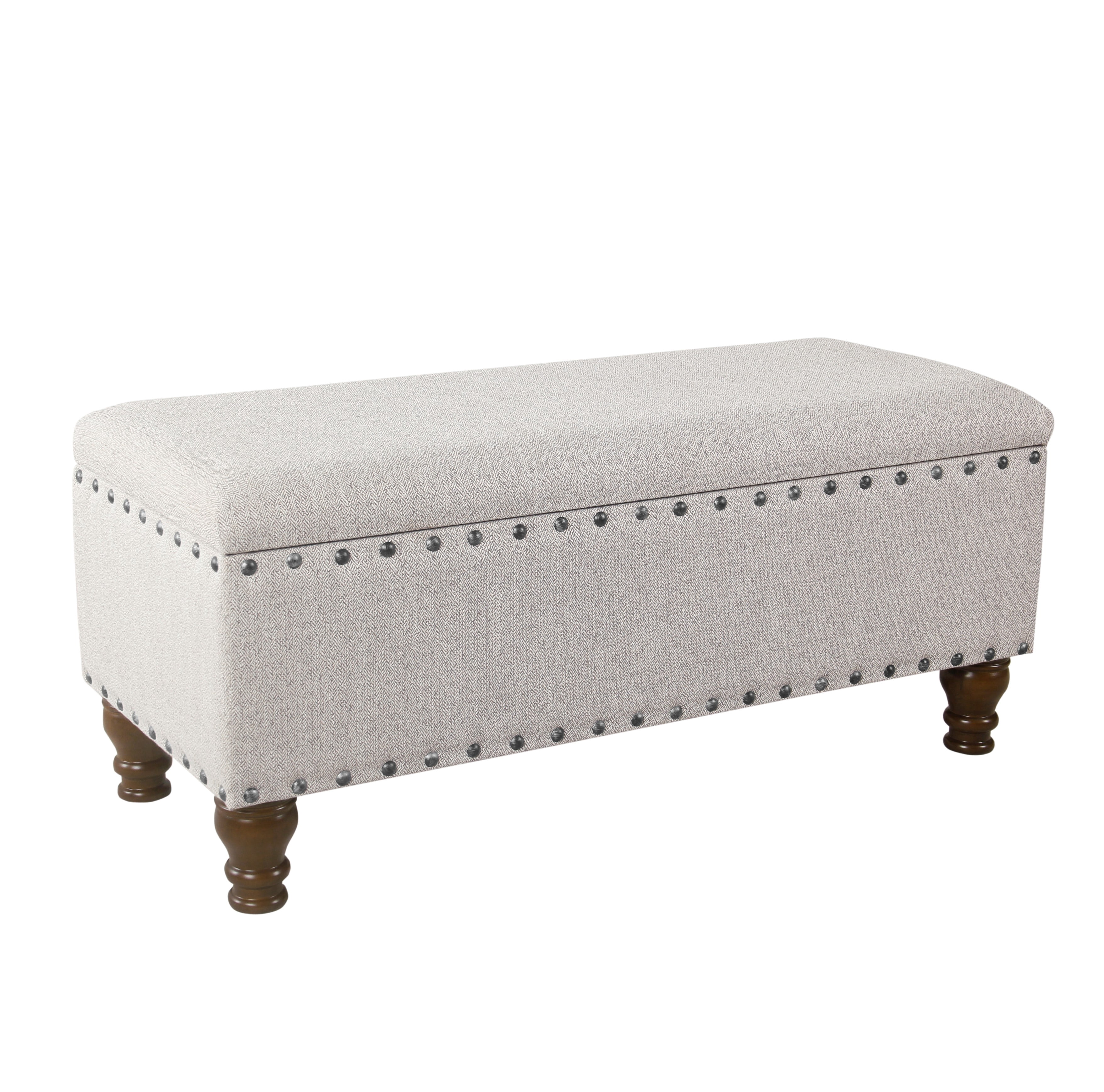 HomePop Upholstered Storage Bench, Brown