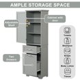 thumbnail image 5 of EUROCO 68.1'' Tall Bathroom Storage Cabinet, MDF Board Floor Storage Cabinet with 1 Door, 2 Different Size Drawers and Adjustable Shelf, Freestanding Cabinet with Painted Finish for Bathroom, Grey, 5 of 8