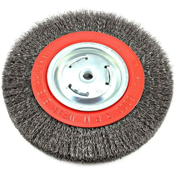 Forney Industries Wire Bench Wheel Brush Coarse Crimped - Wide Face - 8-Inch-by-.014-Inch