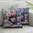 thumbnail image 3 of JRXY Vintage Rose Throw Pillow Covers Floral Classic Book vase Retro Country Traditional Women Pink Blue Washable Soft Living Room Bedroom Dorm Cushion Outdoor Pillowcases White, 3 of 5