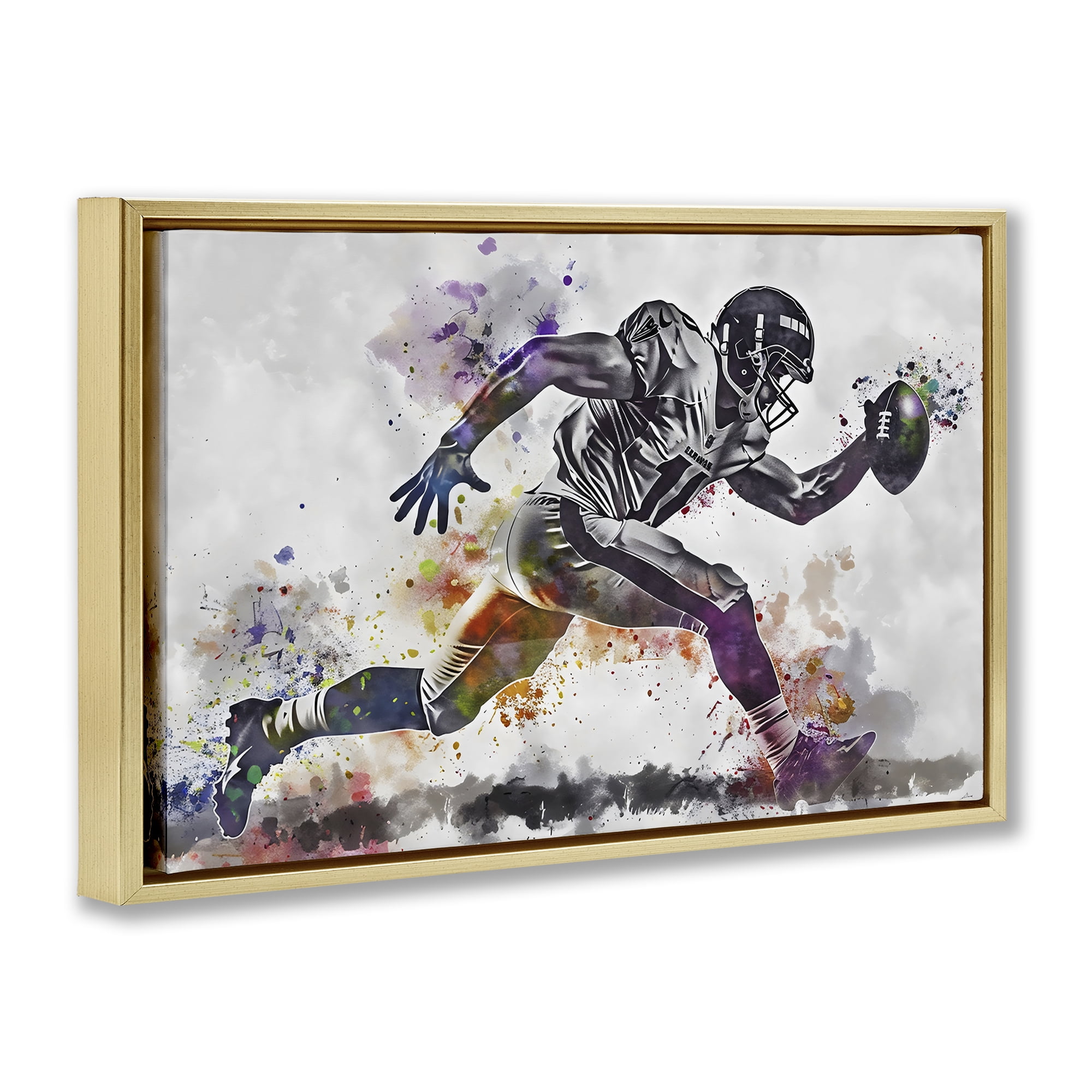 Stupell Industries Endurance Football Sprint Gold Framed Floater Canvas Wall Art, design by Creative Studio