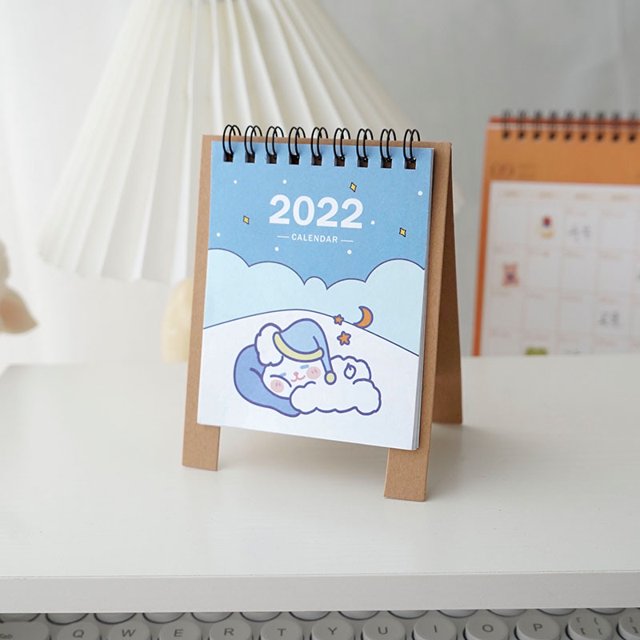 CAROOTU Mini Desk Calendar 2022 Arts Creative DIY Mini Calendar Cartoon Desktop Ornament Monthly Calendar