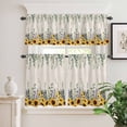 thumbnail image 2 of 3 Piece Kitchen Curtains and Valances Set Sunflower Eucalyptus Cafe Curtains 24 Inch Length Yellow Sage Green Country Lavender Valance & Tier Curtain for Living Room Bedroom Window 54"x18"+27"x24"*2, 2 of 6