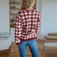 thumbnail image 4 of Aloohaidyvio Cardigan Sweaters for Women Lightweight Crew Neck Long Sleeve Outfits Fall Fashion Plaid Button Cardigan Red M, 4 of 6