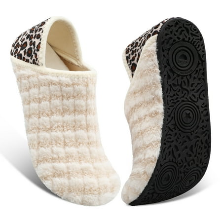 

Barerun Womens Mens Slippers House Slipper Slip On Fuzzy House Shoes Indoor/Outdoor Beige