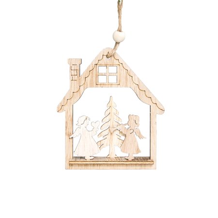 

Nomeni Christmas Decorative Wooden Hollow Out Christmas House Style Christmas Deer Pendant