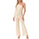 thumbnail image 2 of INSPIRAR CHIC Mono de lentejuelas para mujer de un solo hombro, transparente, de piernas anchas, traje de fiesta L dorado, 2 of 5