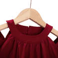 thumbnail image 5 of LYMAYTER 3-7Y Toddler Girls Casual Summer Dress Kids Puff Sleeve Halter Neck Off Shoulder Ruffle Party Dress, 5 of 7