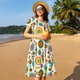 thumbnail image 4 of Uemuo Beautiful African Womens Print Womens Summer Dress Casual Swing Short Sleeve Sundresses Beach A-line Shift Dress, 4 of 6